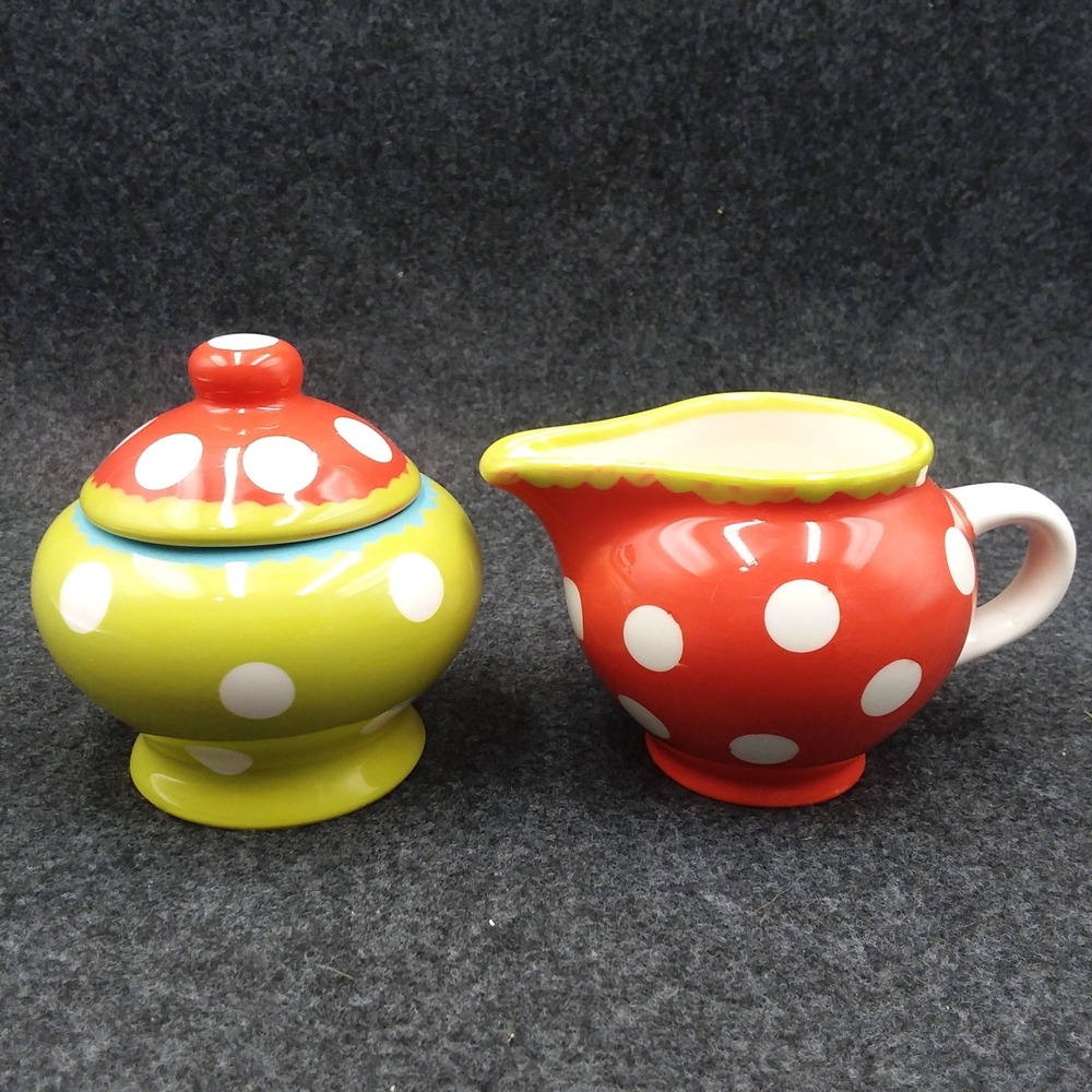 Spiegelburg‎ Garden Mini Creamer & Sugar Bowl Polka Dot Mushroom Whimsy Germany